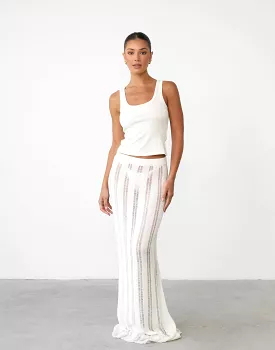 Jafna Maxi Skirt (White) - Shop now for a fabulous white maxi skirt!