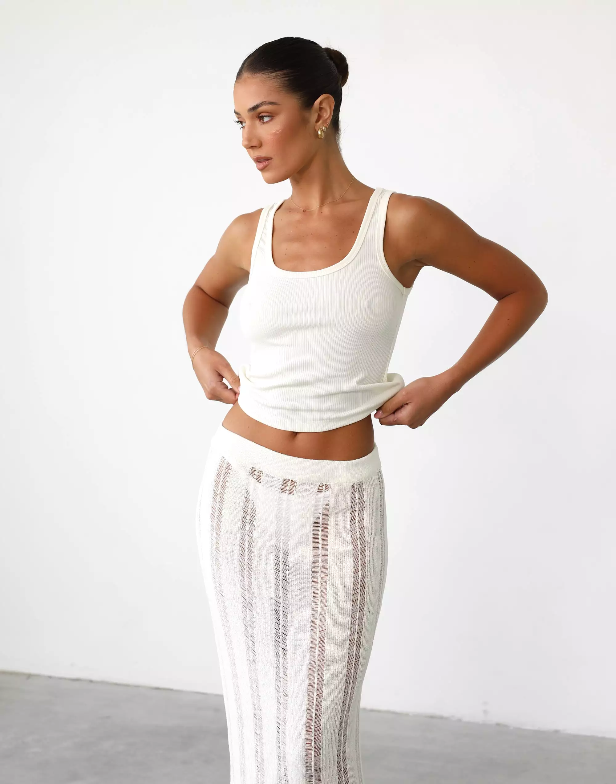 Jafna Maxi Skirt (White) - Shop now for a fabulous white maxi skirt!