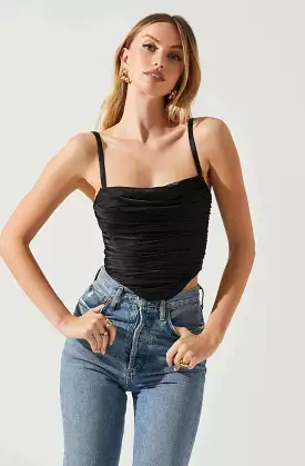 Janet Black Ruched Bustier Top