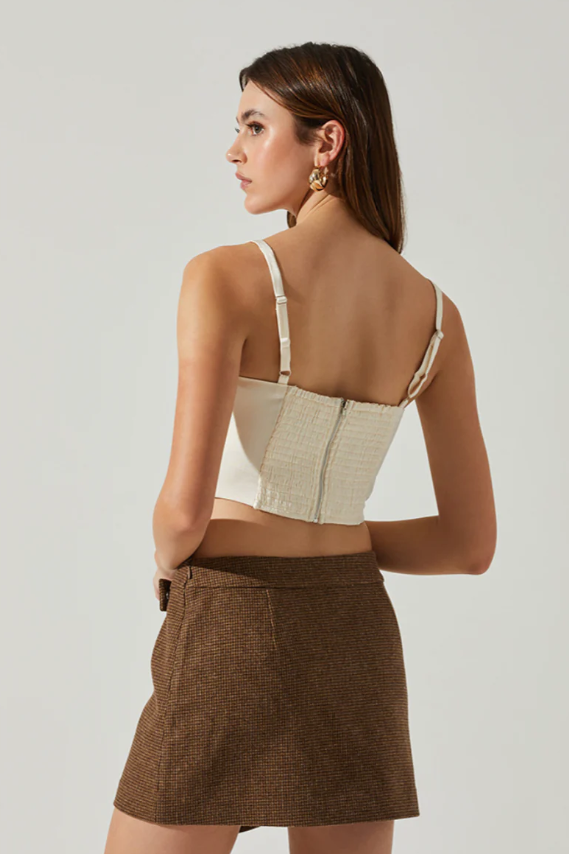 Janet Champagne Ruched Bustier Top