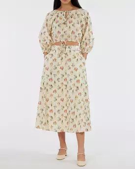 Jardin Linen Midi Skirt