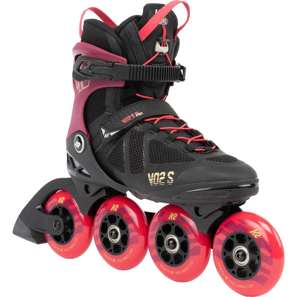 K2 VO2 S 90 Short Cuff Inline Skates Women burgandy pink