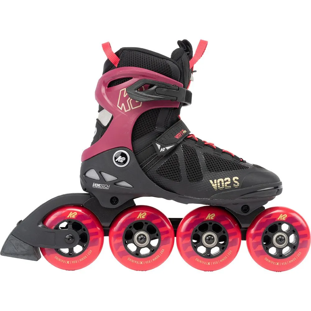 K2 VO2 S 90 Short Cuff Inline Skates Women burgandy pink