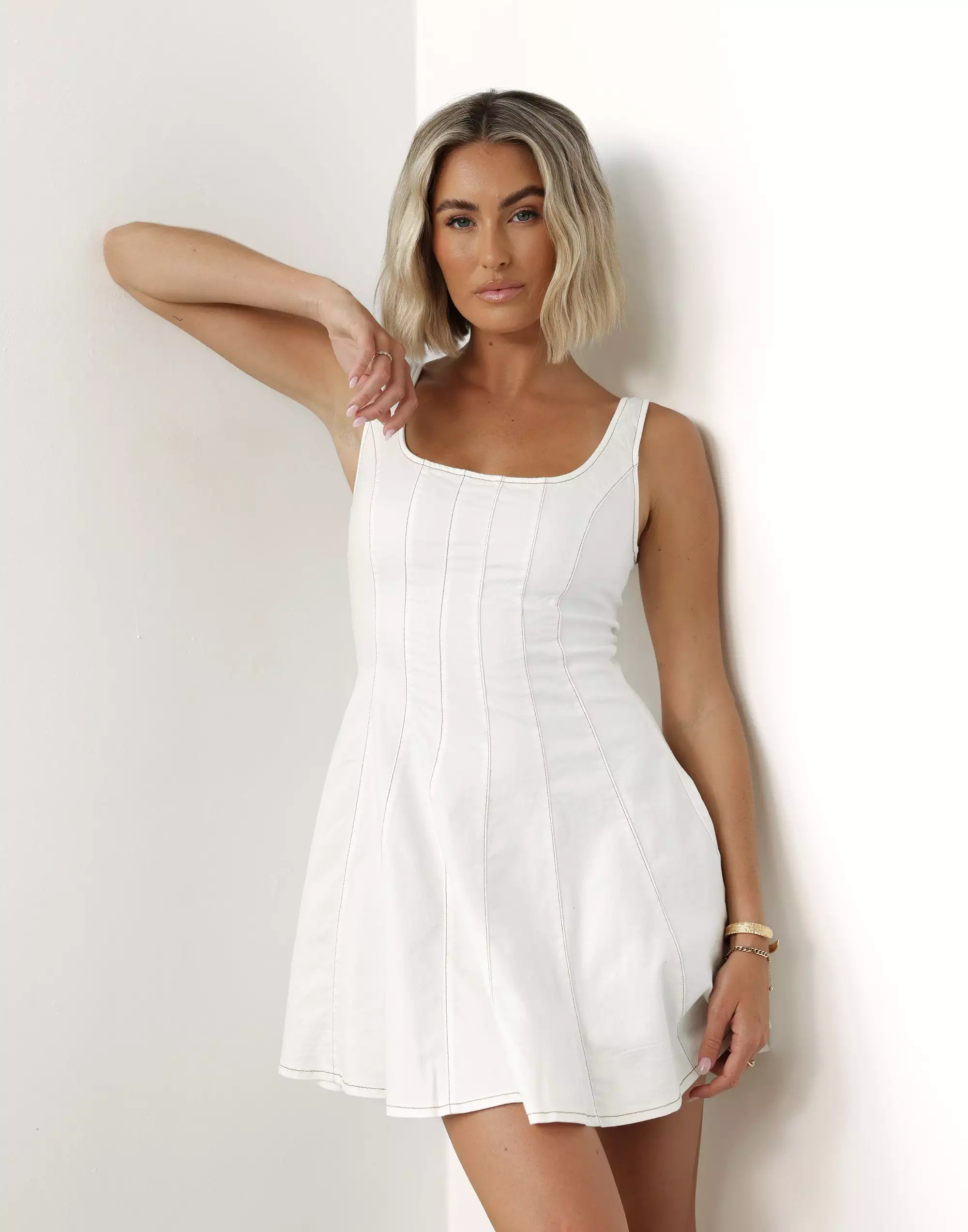 Kella White Denim Mini Dress