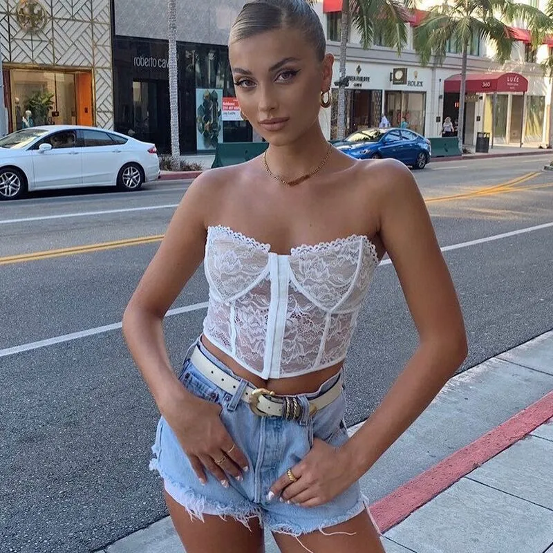 White Lace Bandeau Top - Kellie