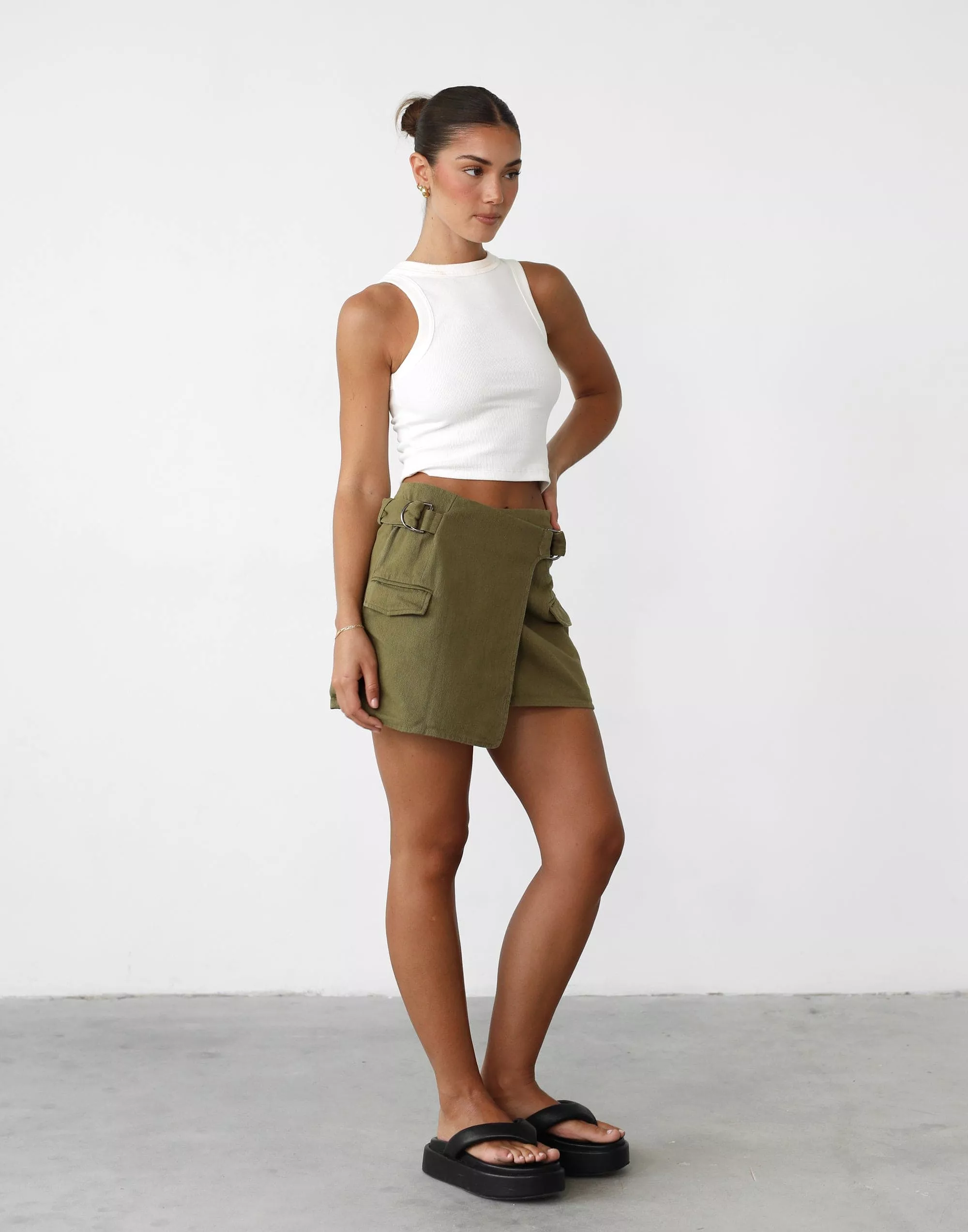 Khaki Calypso Mini Skirt