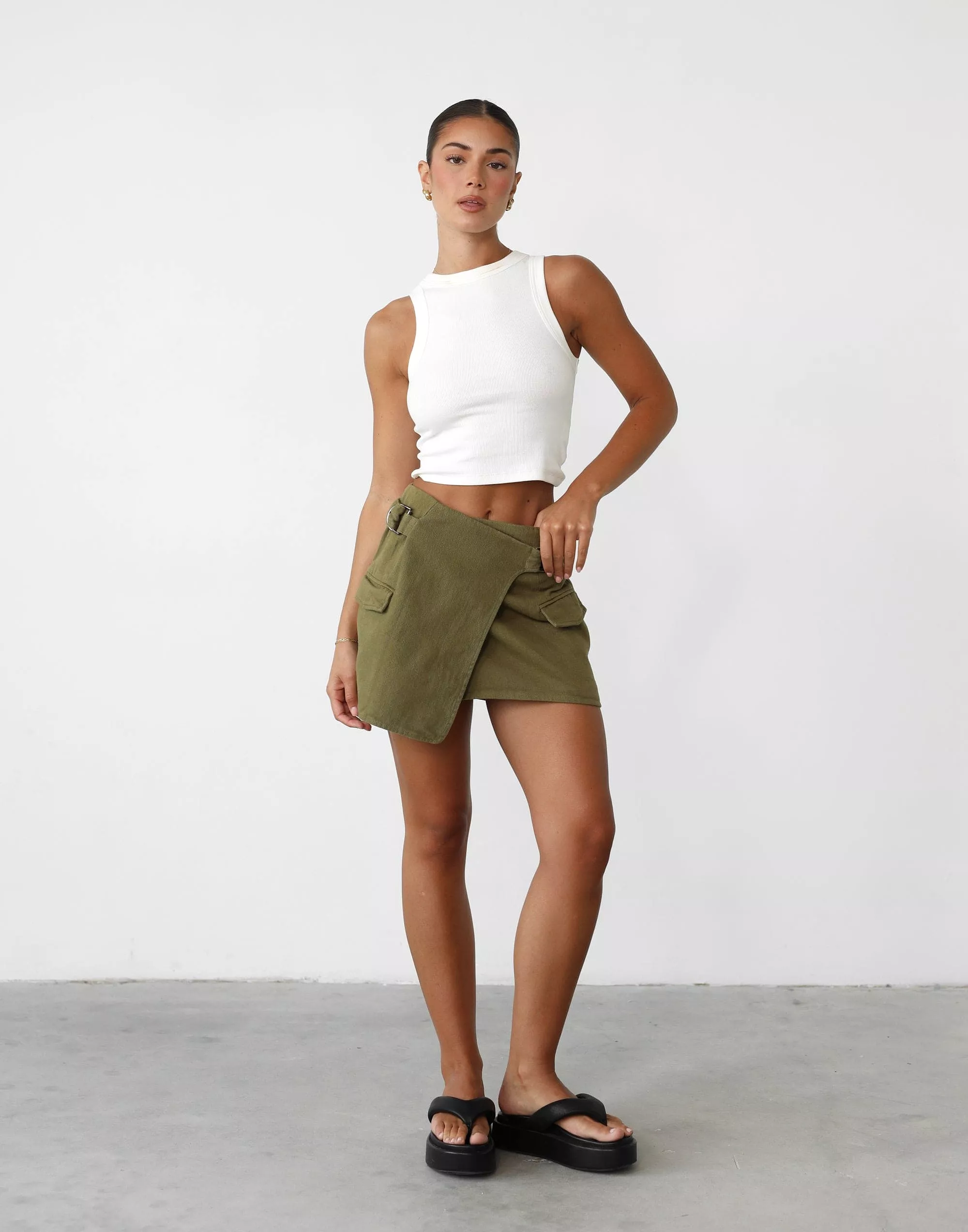 Khaki Calypso Mini Skirt