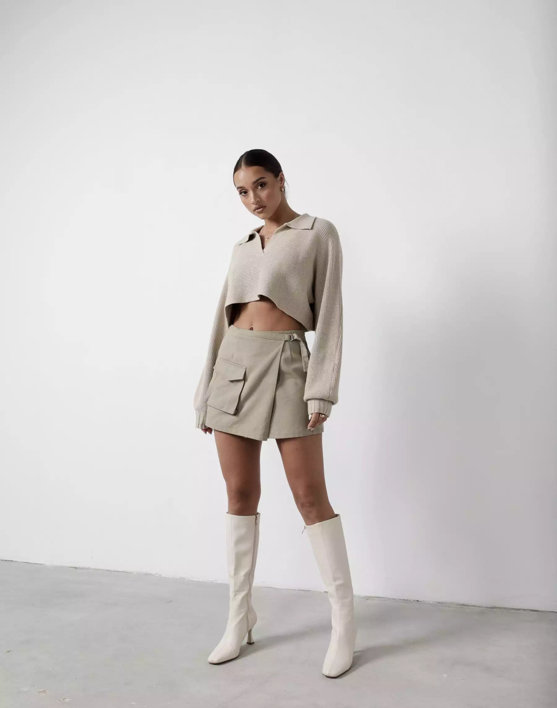 Khaki Scottie Mini Skirt