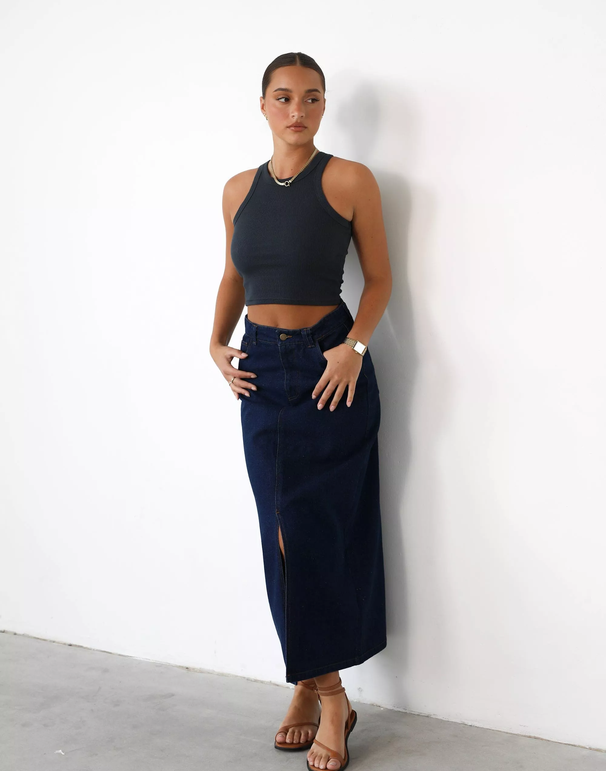 Kristie Denim Maxi Skirt - Dark Denim - Shop now!