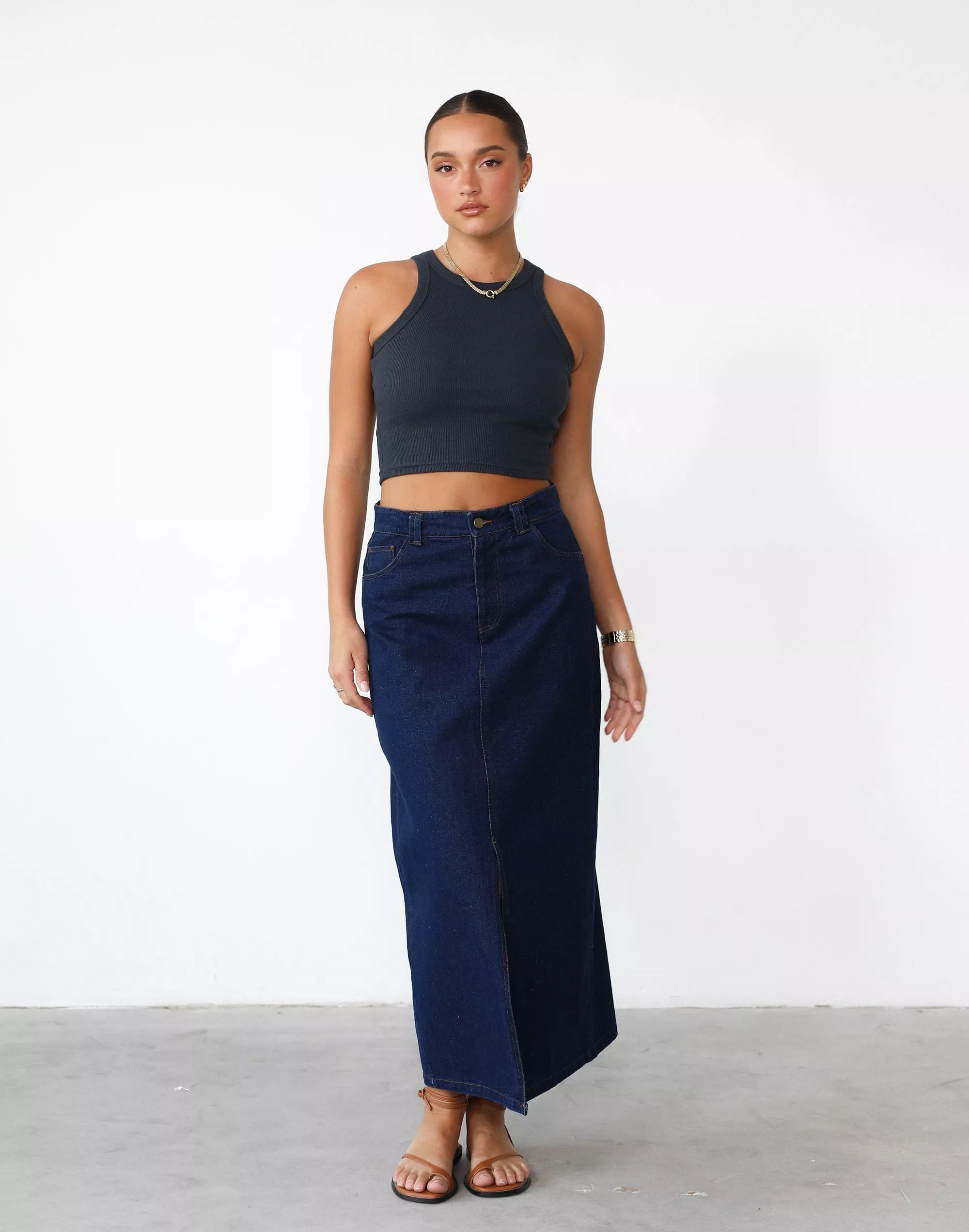 Kristie Denim Maxi Skirt - Dark Denim - Shop now!