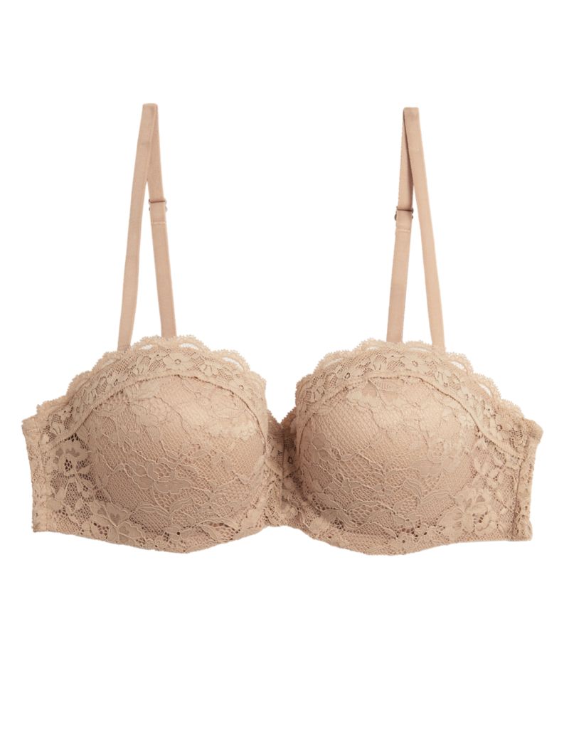 Lace Strapless Bra with Wired Bandeau - A to E