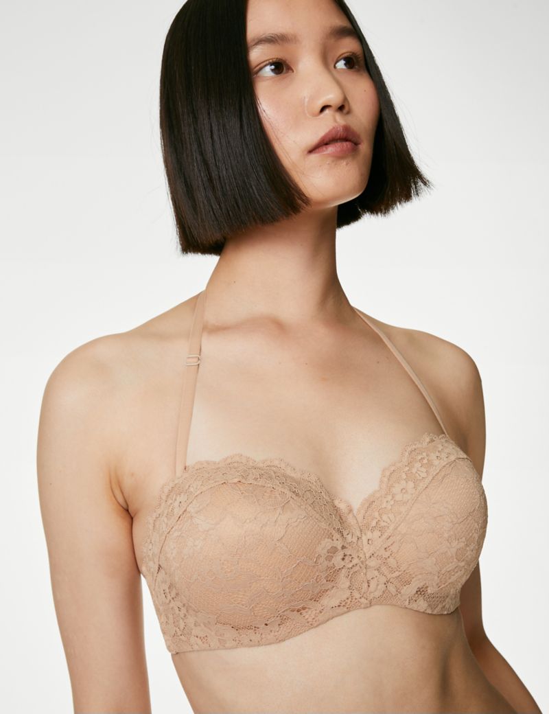 Lace Strapless Bra with Wired Bandeau - A to E