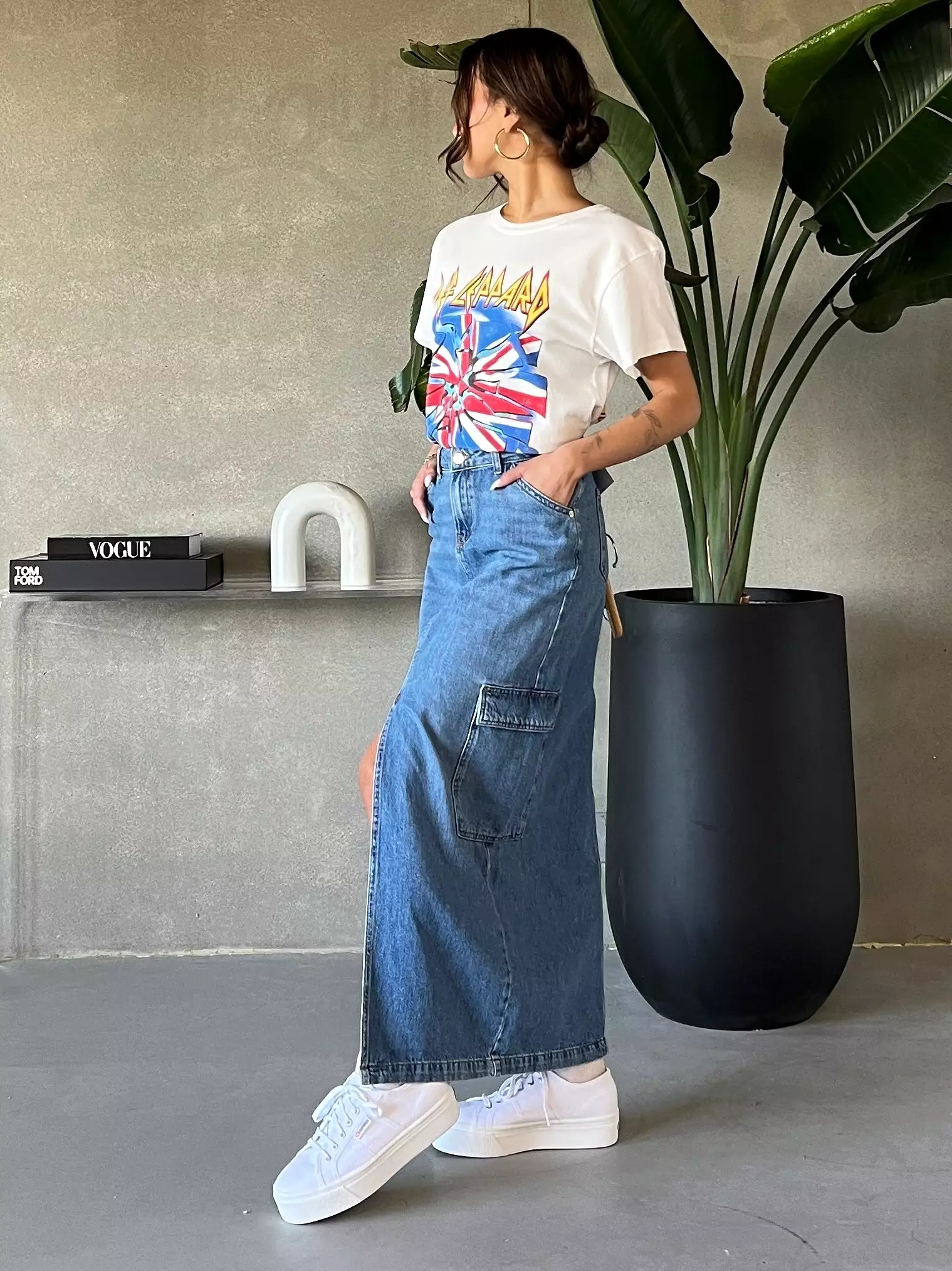 Laura Denim Cargo Maxi Skirt