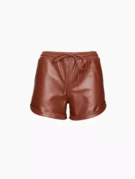 Leather Shorts with Drawstring.