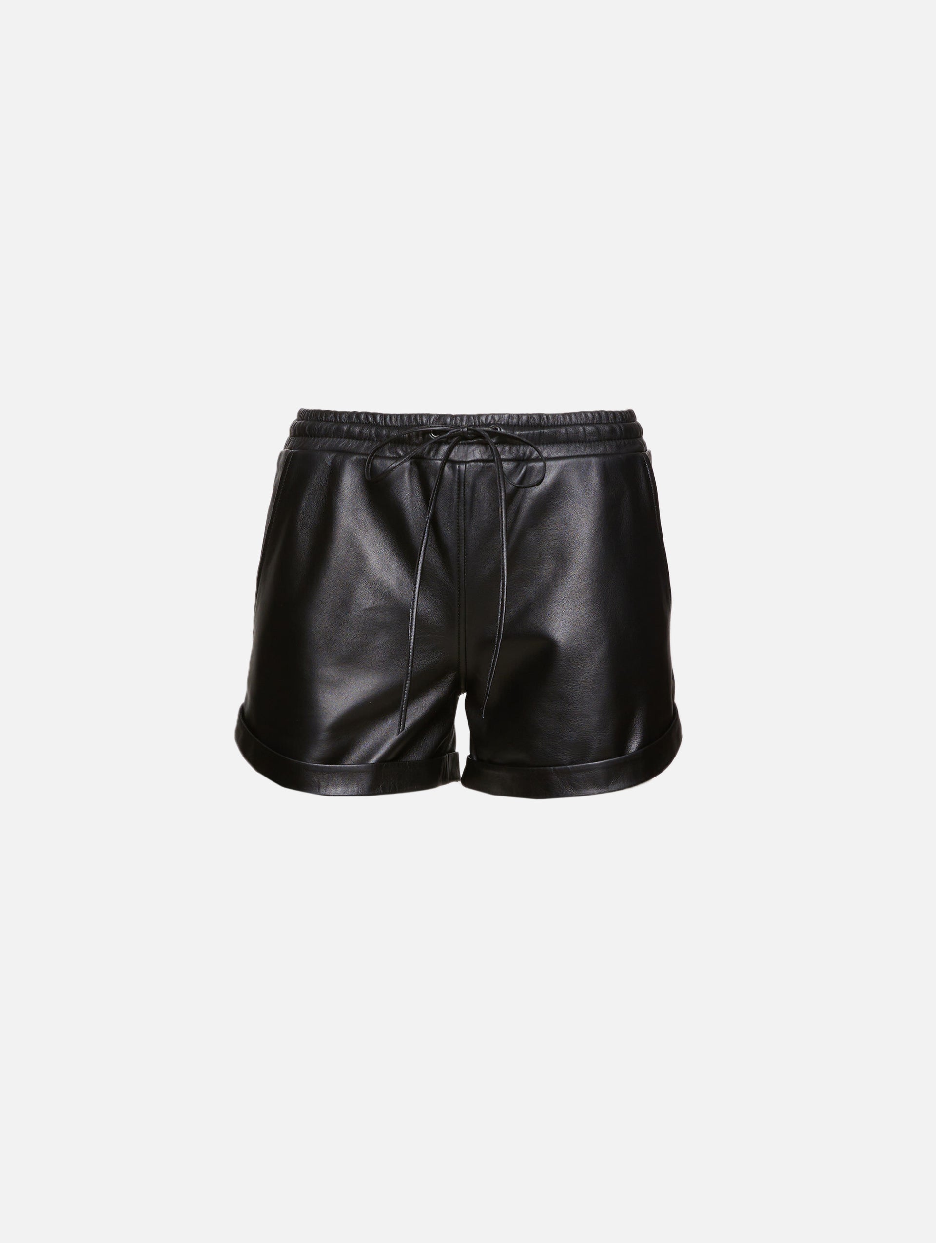 Leather Shorts with Drawstring.