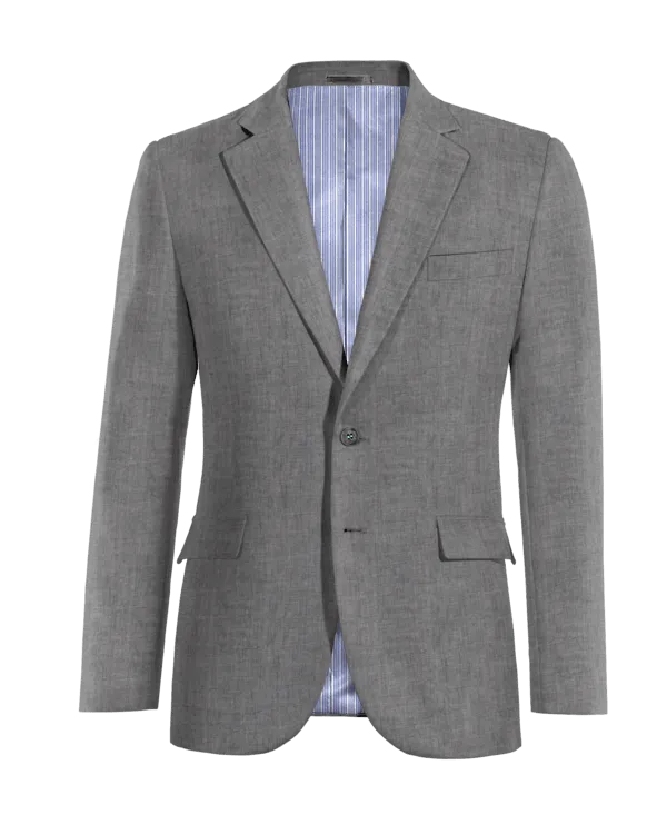 Light gray linen blazer with wide lapels