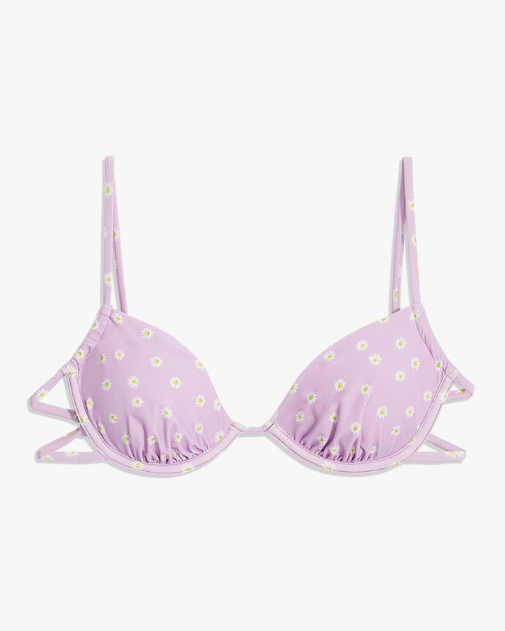 Lilac Daisy Floral Ruched Underwire Bikini Top by WeWoreWhat