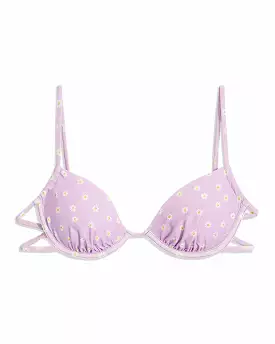 Lilac Daisy Floral Ruched Underwire Bikini Top by WeWoreWhat