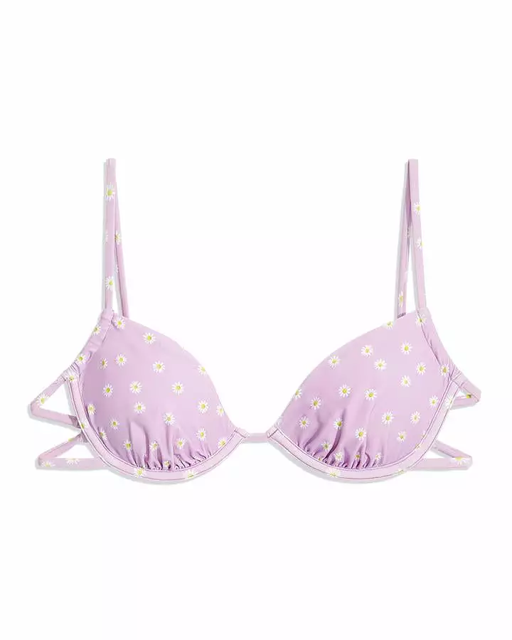 lilac floral ruched underwire bikini top - WeWoreWhat daisy