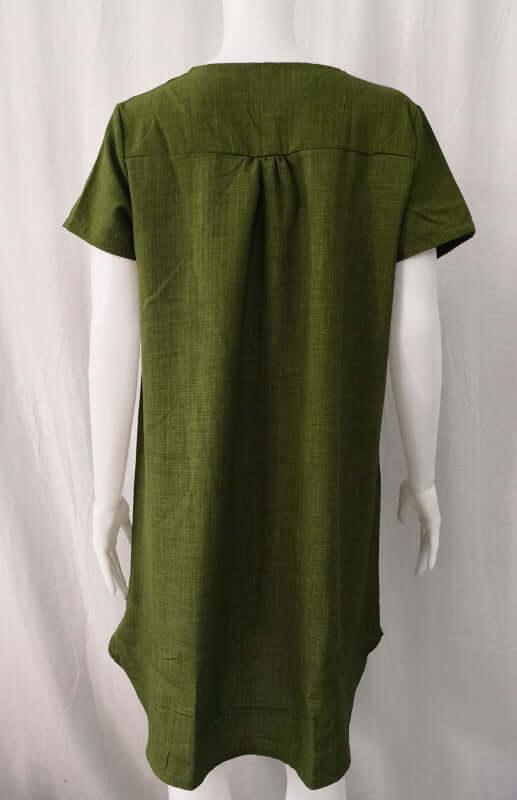 Linen Dress, Short Sleeve Cotton Dress