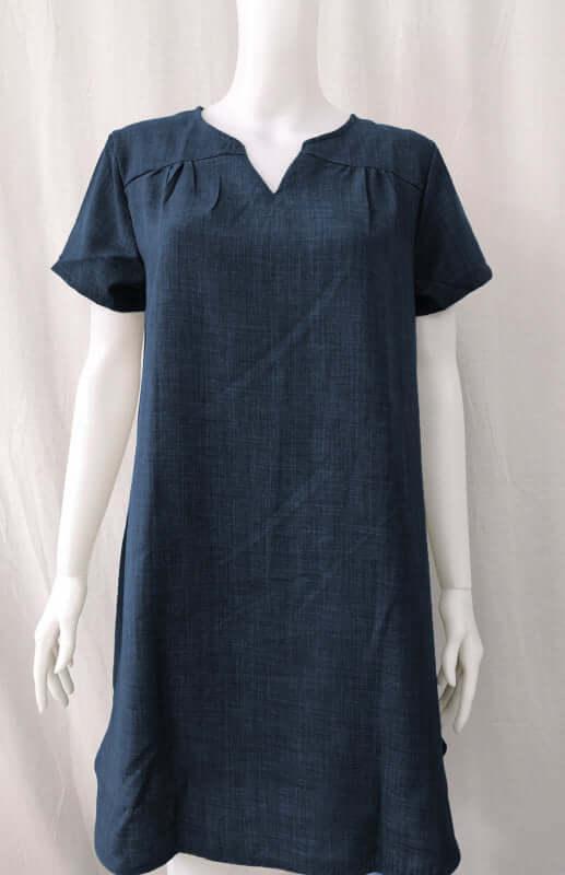 Linen Dress, Short Sleeve Cotton Dress