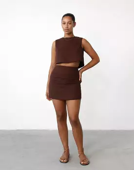 Linen Mini Skirt, Cocoa - Shop Now.