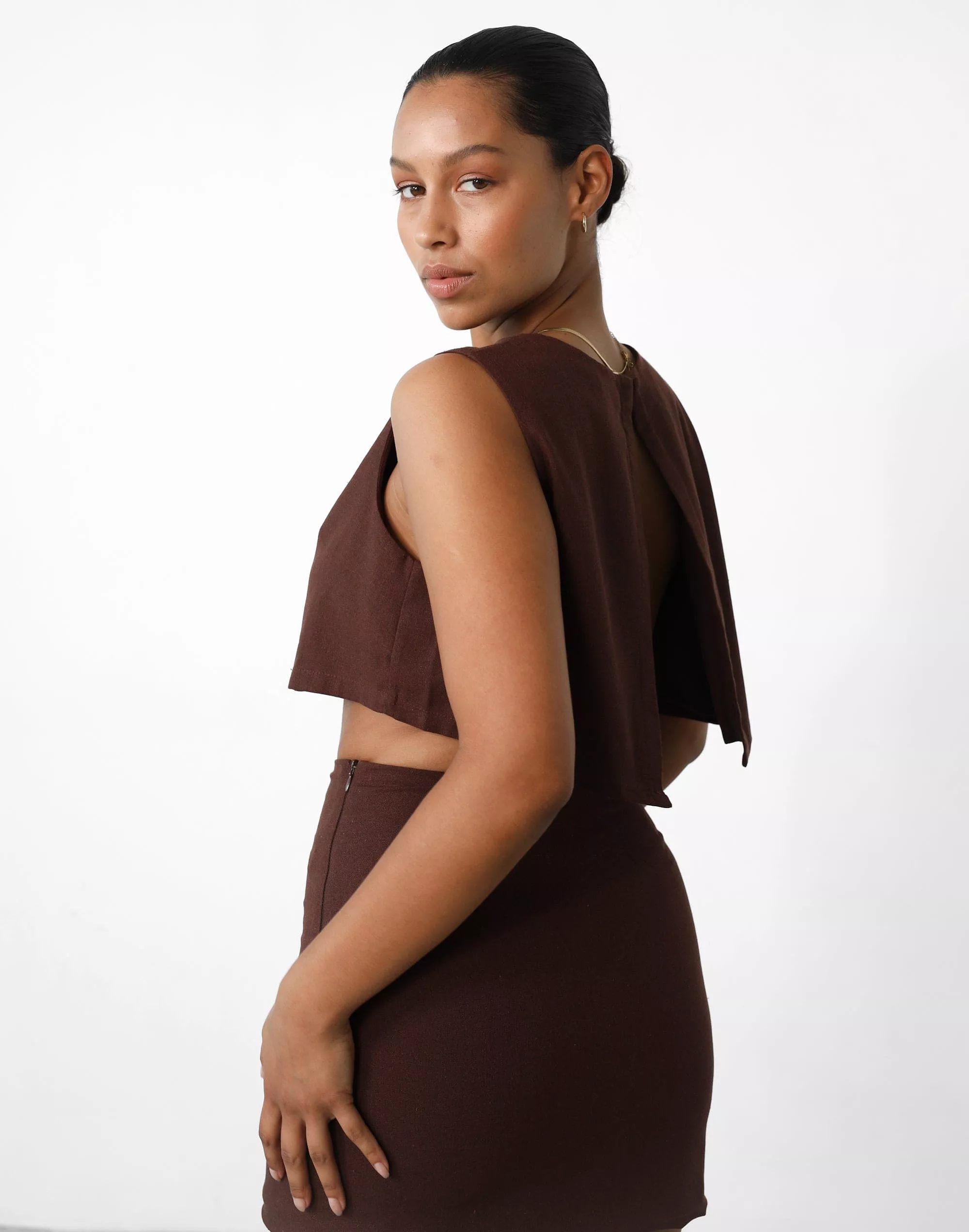 Linen Mini Skirt, Cocoa - Shop Now.