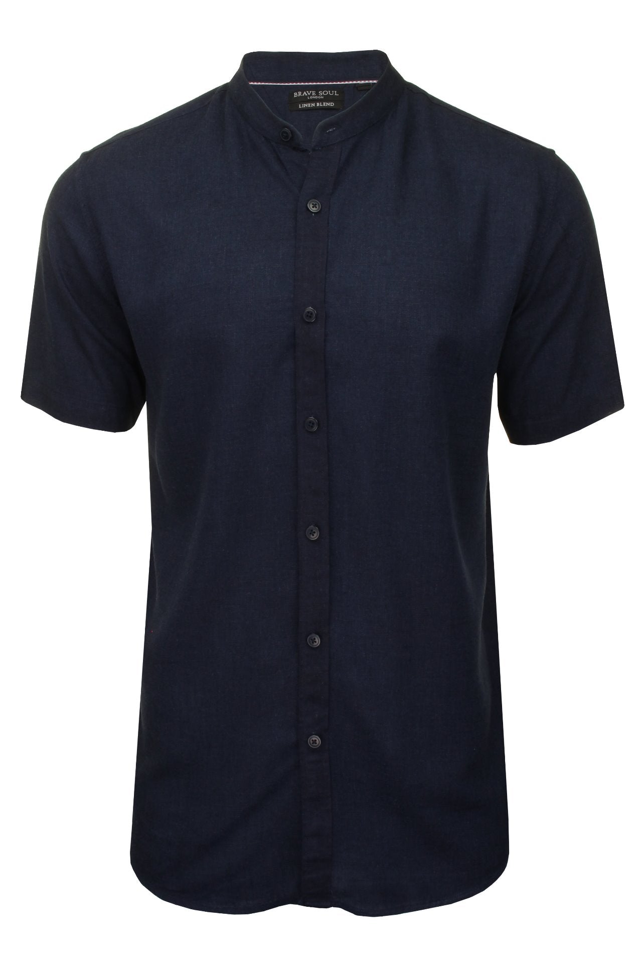 Linen Mix Grandad Shirt - Short Sleeved by Brave Soul Mens