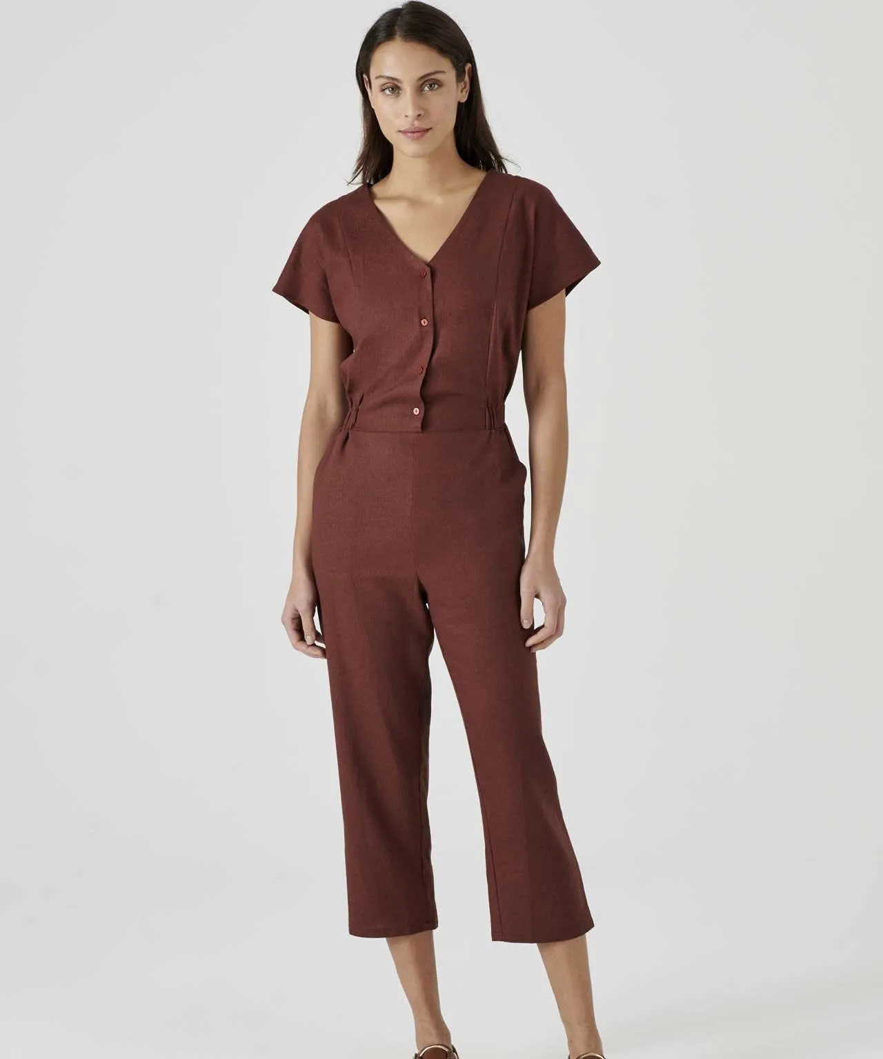 Linen Crop Jumpsuit