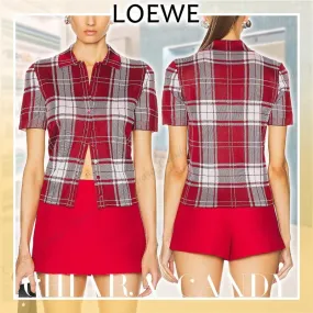 LOEWE Tartan Silk Short Sleeves Party Wear