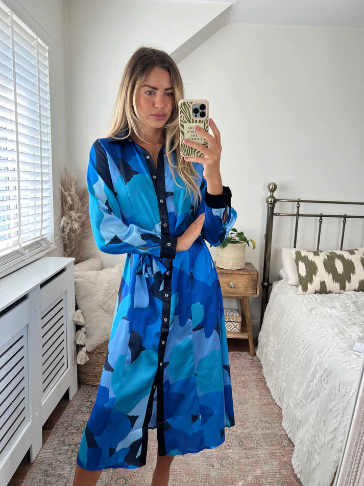 London Long Sleeve Midi Shirt Dress