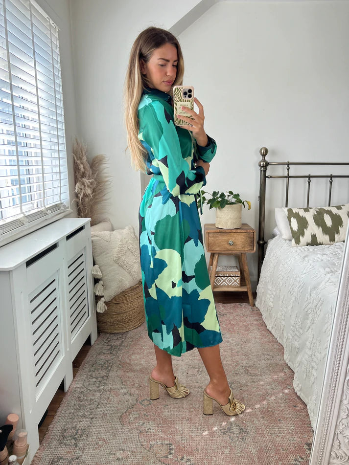 London Long Sleeve Midi Shirt Dress