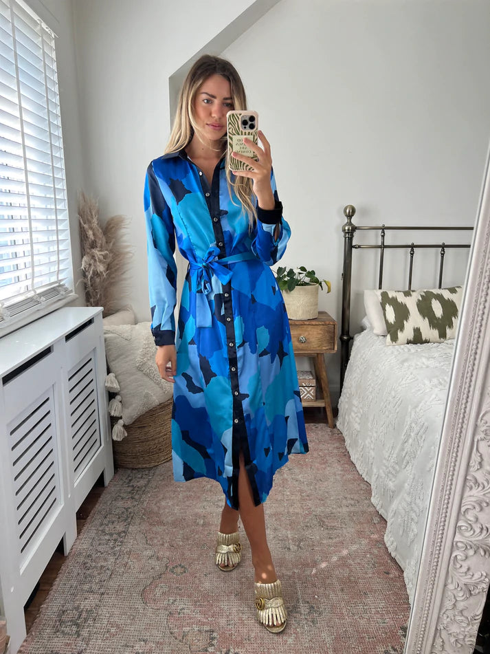 London Long Sleeve Midi Shirt Dress