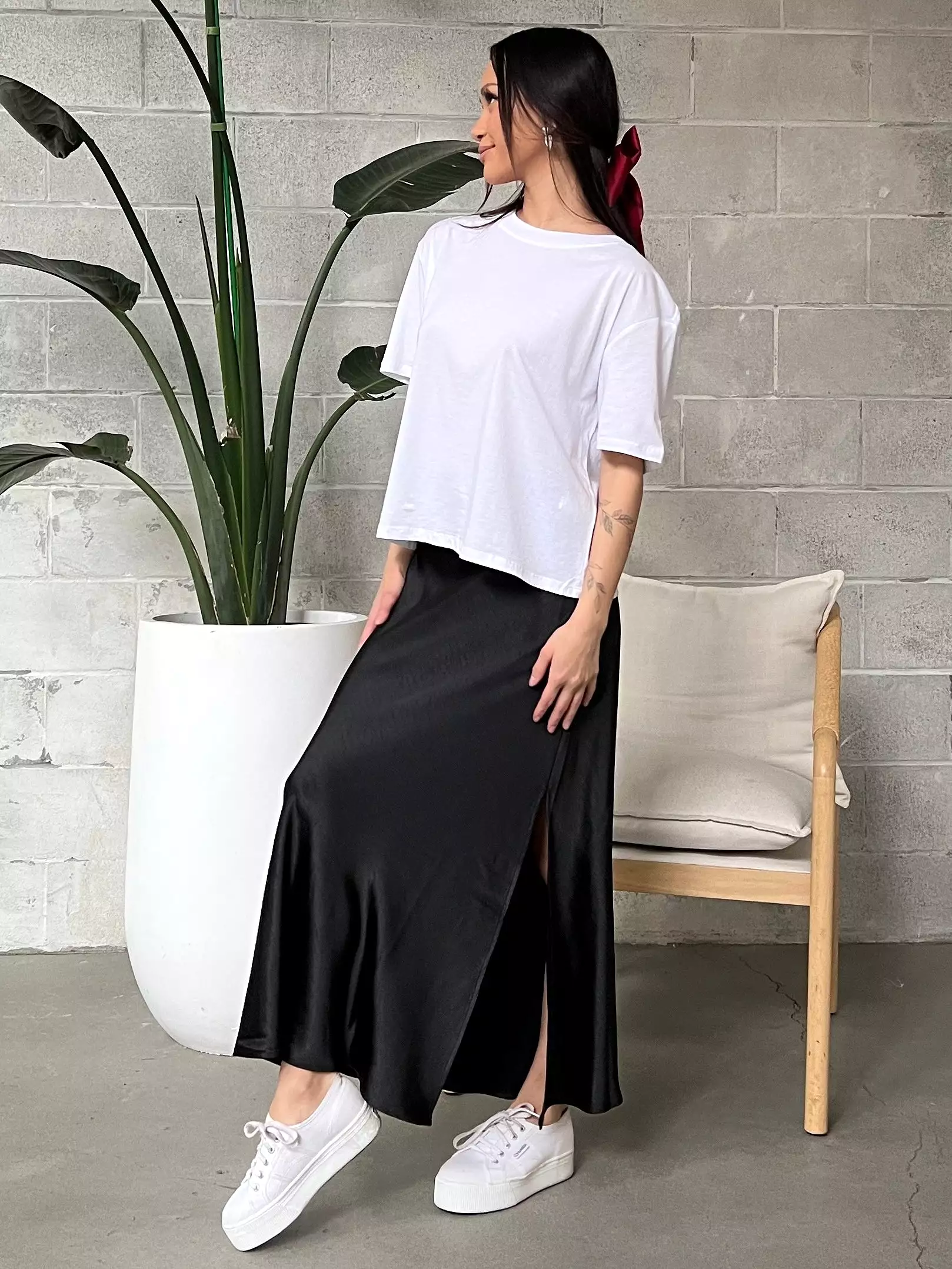 Long Satin Maxi Skirt