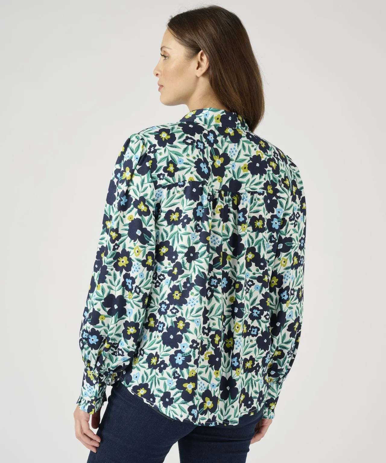 Bold Floral Print Blouse Long Sleeve