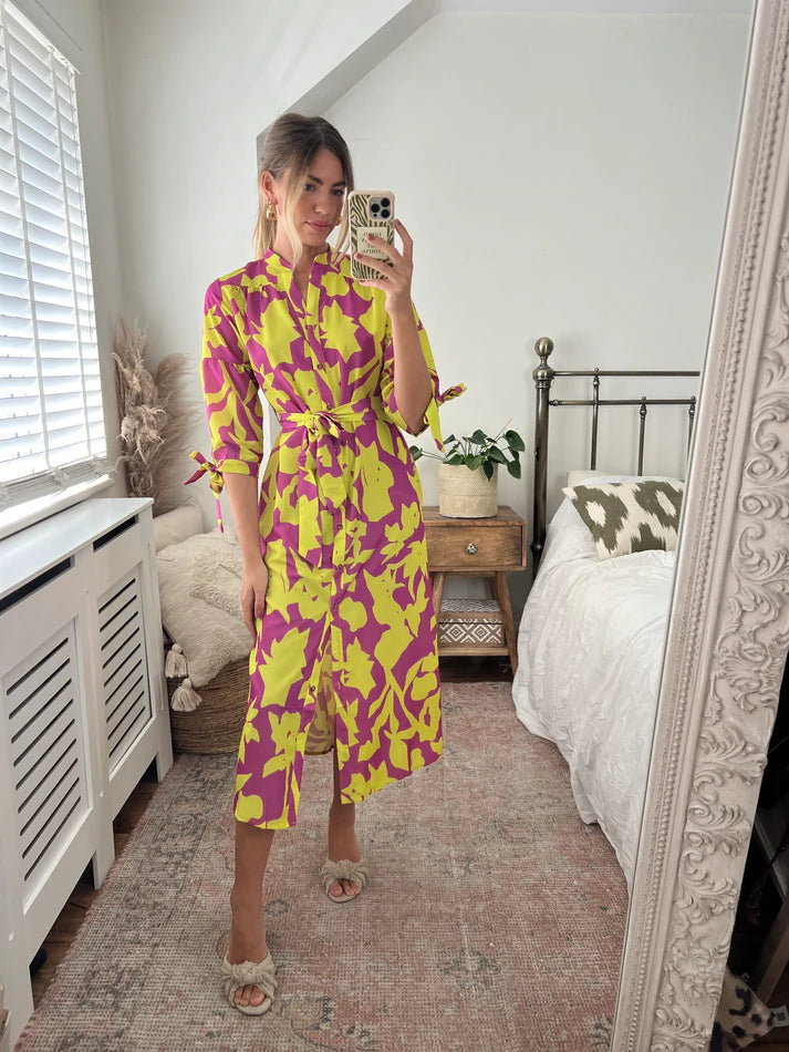 Love Joy London Midi Shirt Dress Floral Print