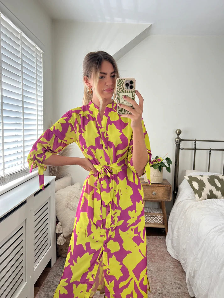 Love Joy London Midi Shirt Dress Floral Print