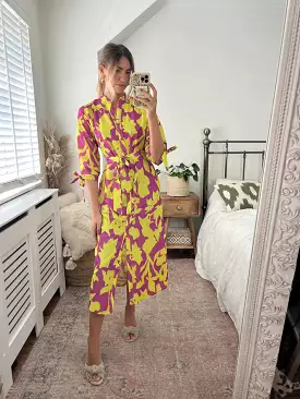 Love Joy London Midi Shirt Dress Floral Print