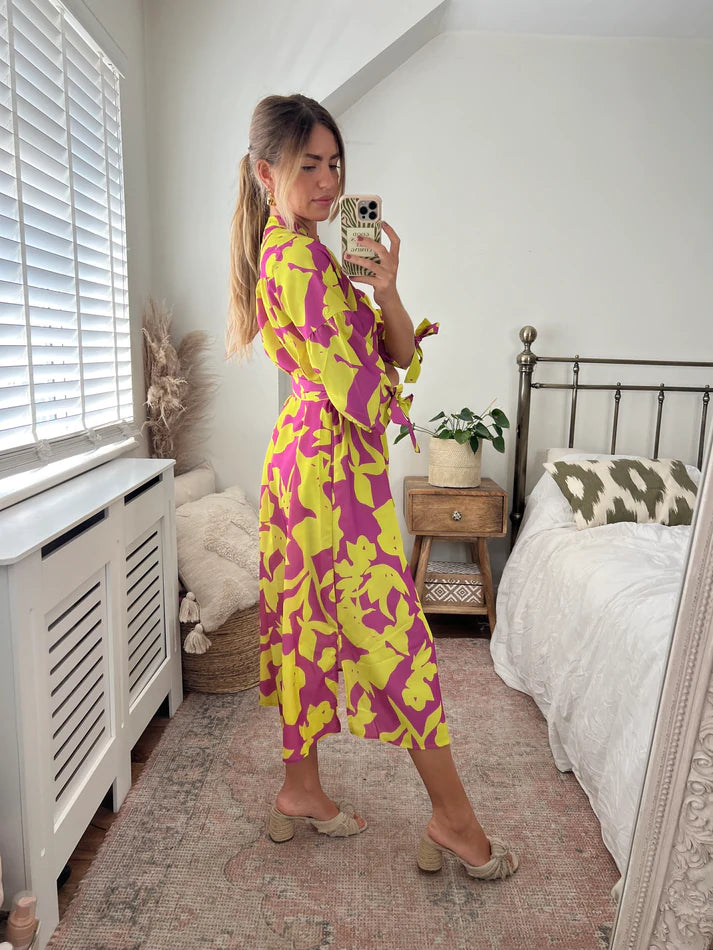 Love Joy London Midi Shirt Dress Floral Print