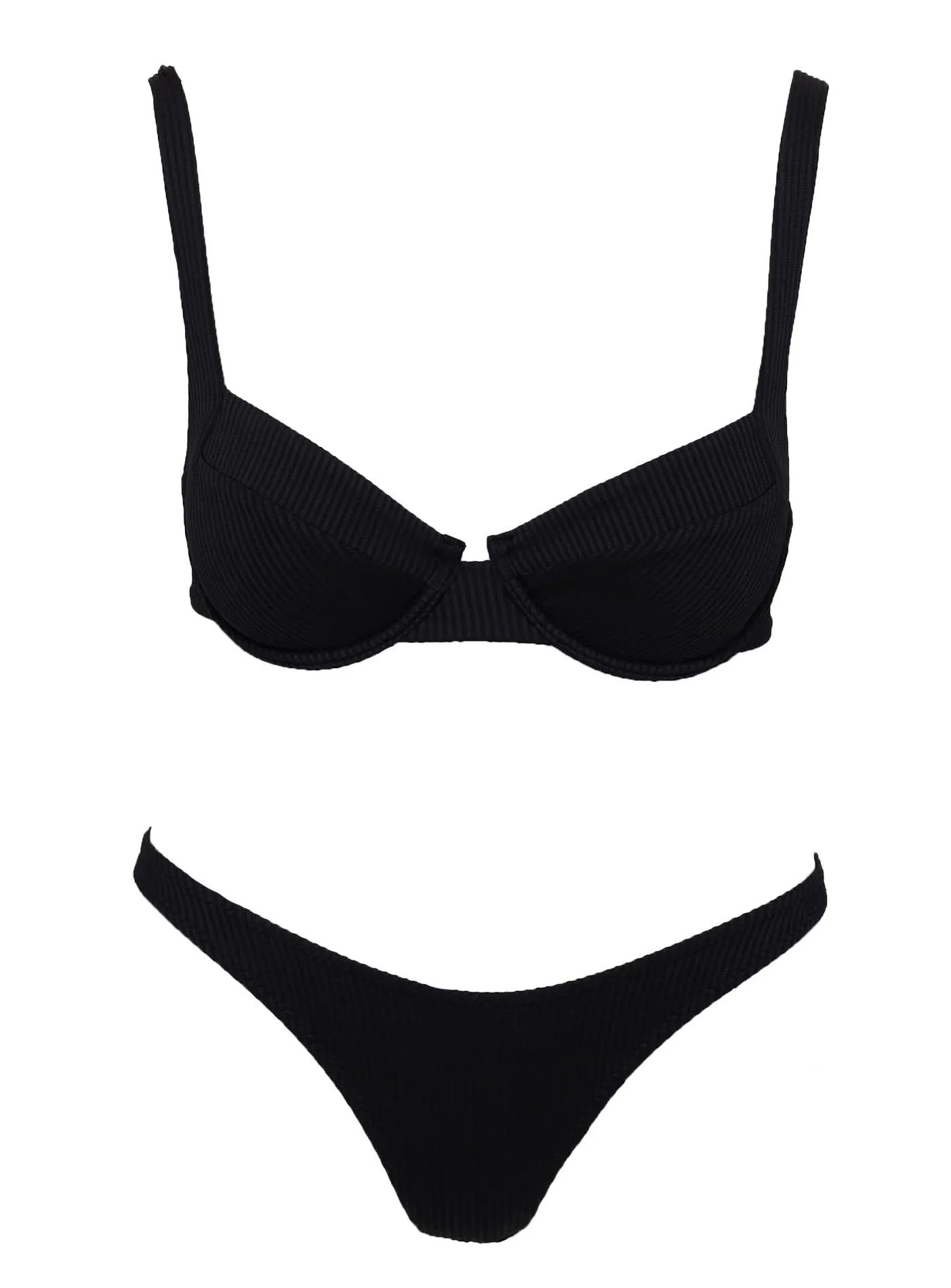 Black Underwire Bikini Top with Love Letters