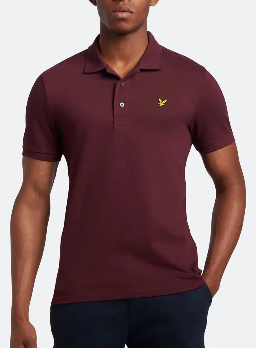 Burgundy Lyle and Scott Casual Short Sleeve Polo Shirt