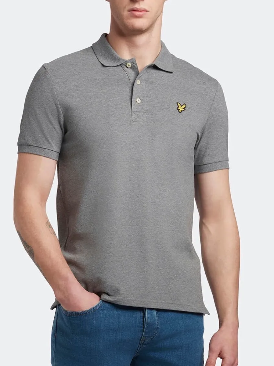 Casual Short Sleeve Mid Grey Marl Polo Shirt by Lyle & Scott