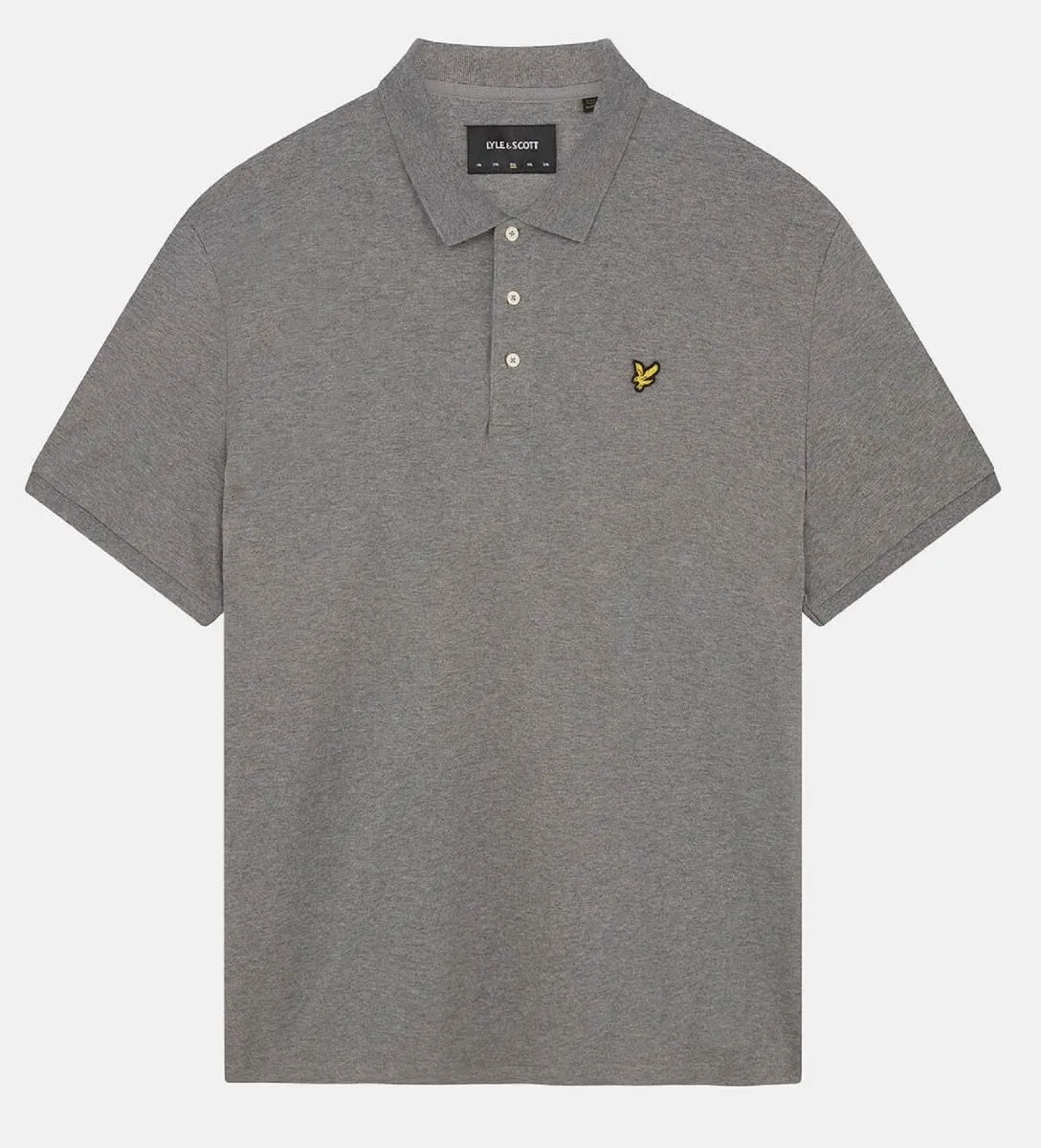 Casual Short Sleeve Mid Grey Marl Polo Shirt by Lyle & Scott