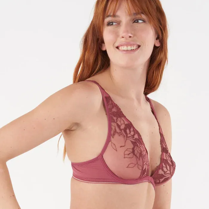 Maison Lejaby Sin Underwire Plunge Bra in Dried Rose Color