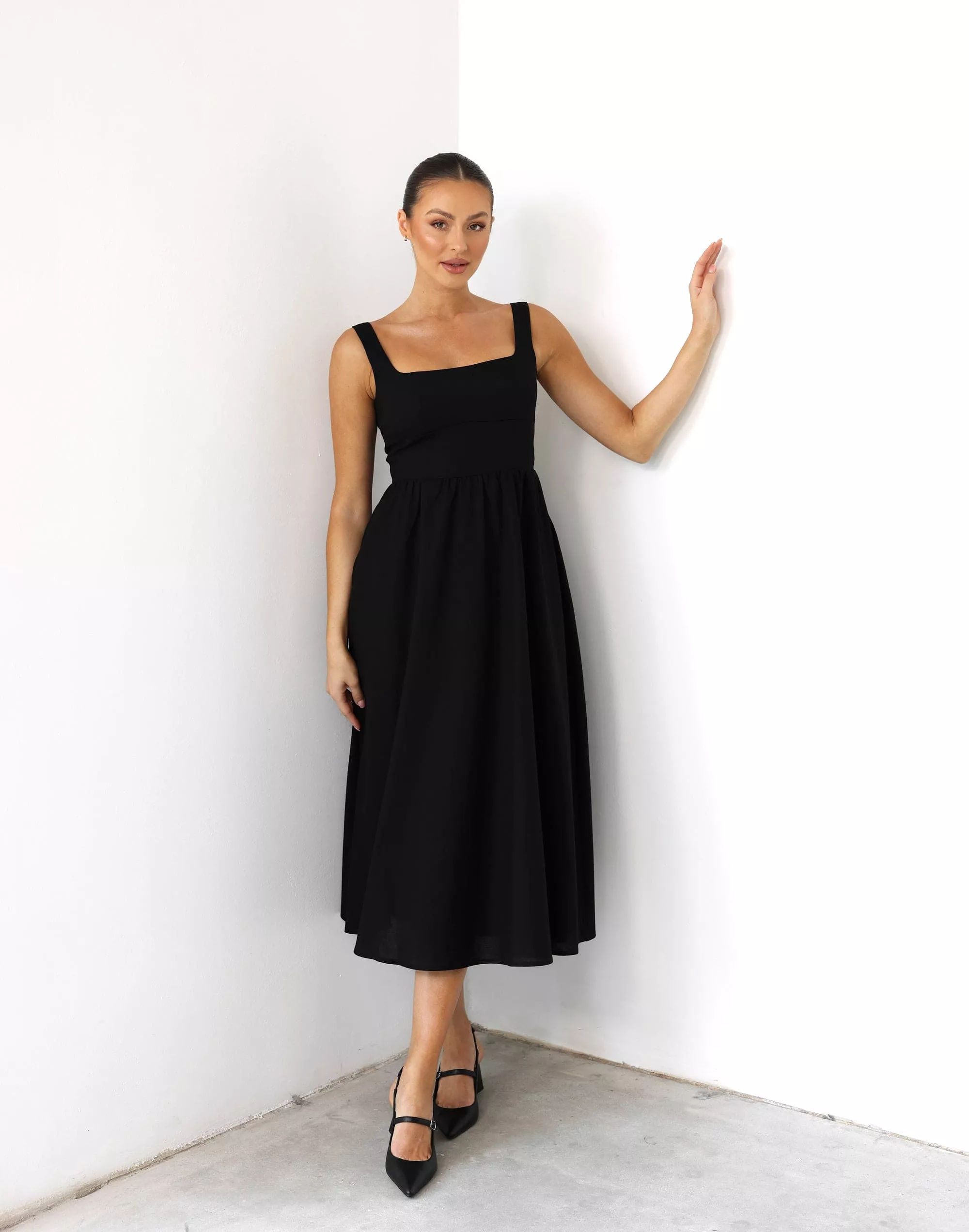 Mariel Black Midi Dress