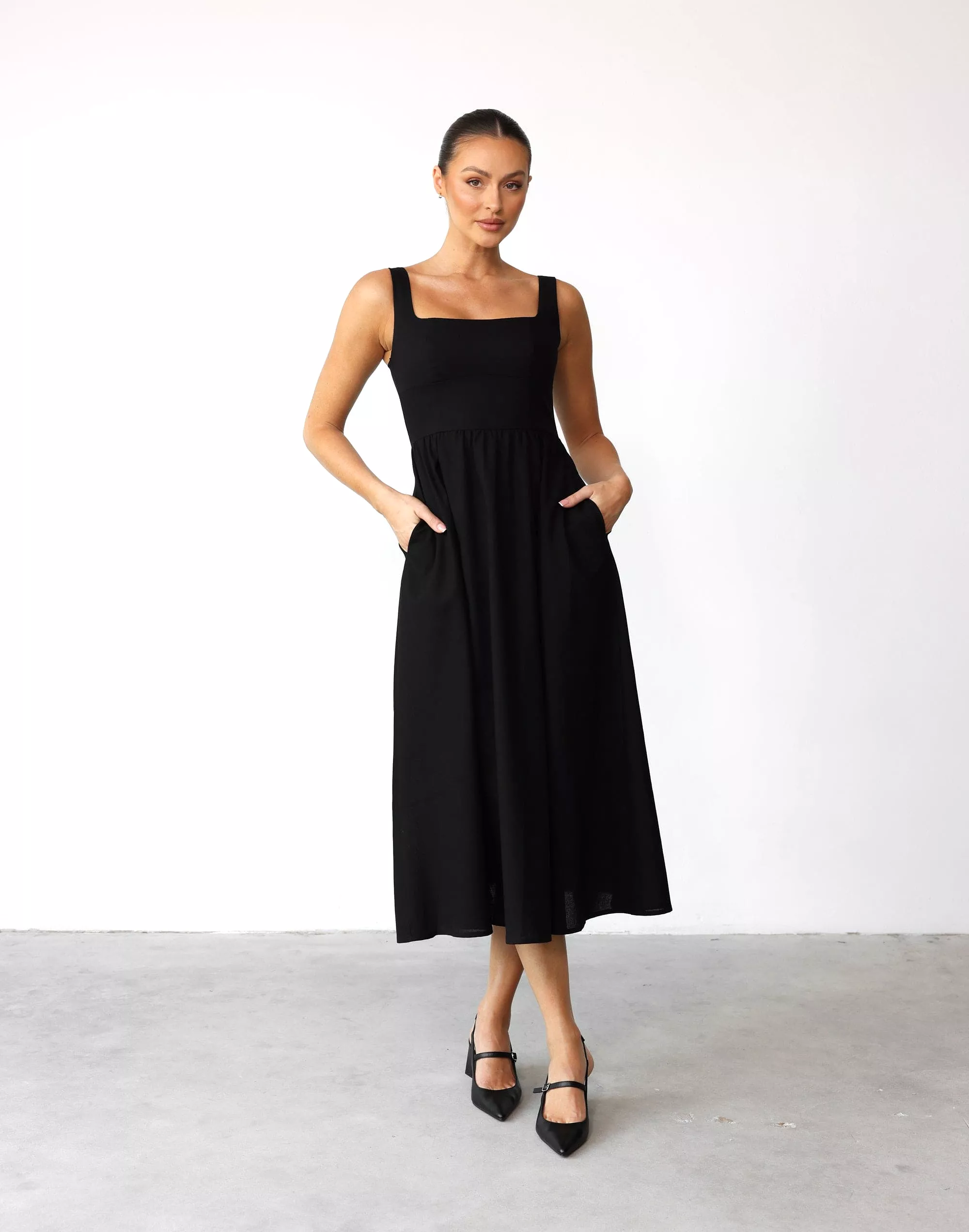 Mariel Black Midi Dress