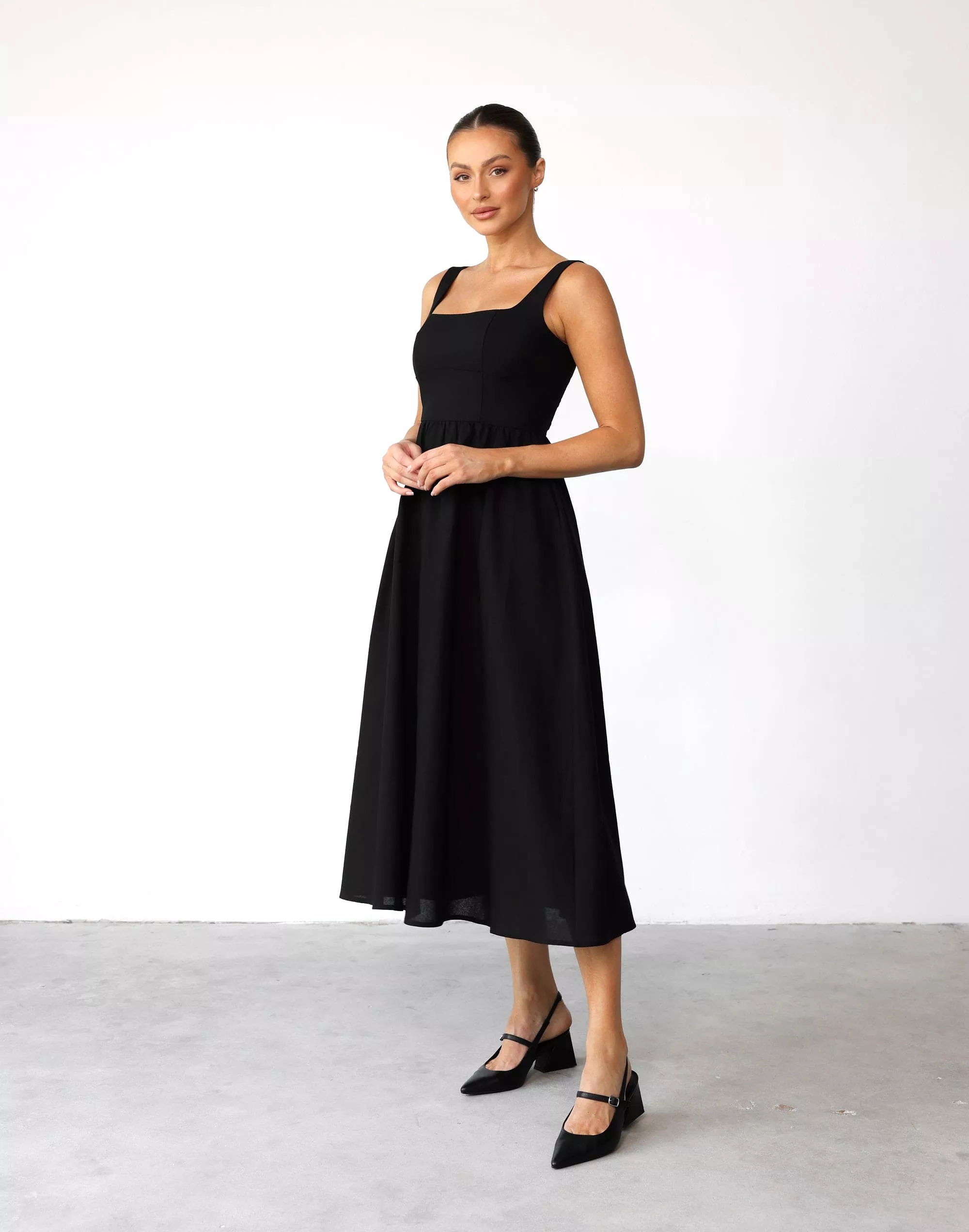 Mariel Black Midi Dress