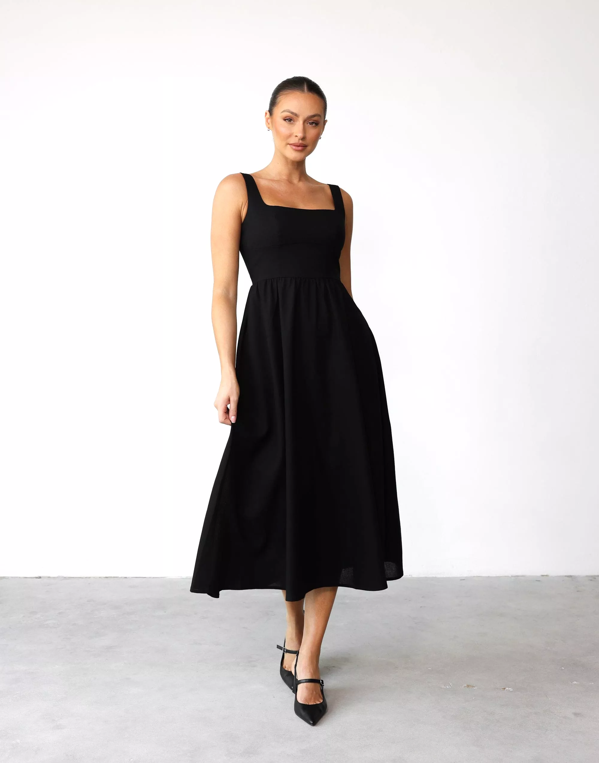 Mariel Black Midi Dress