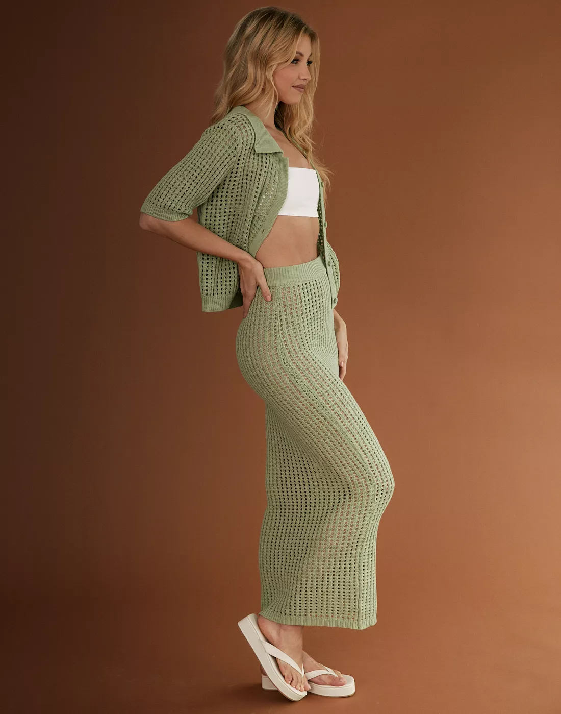 Maxi Skirt in Muted Lime for Spring