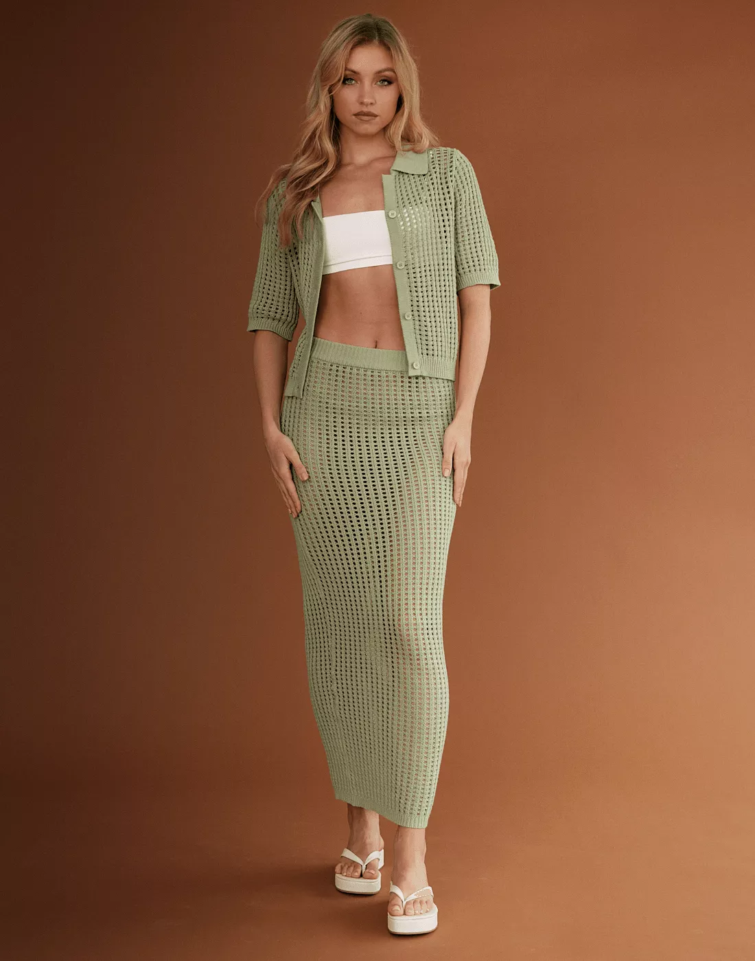 Maxi Skirt in Muted Lime for Spring